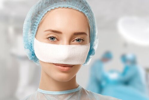 Keeping a bandage on your nose during recovery after rhinoplasty surgery